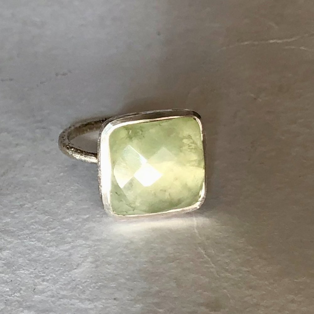 NWB Faceted Green Chalcedony in Sterling Silver Ring Size 6